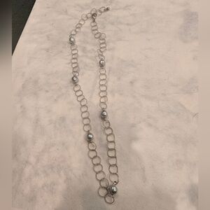 Elegant Silver Chain Necklace with Pearls